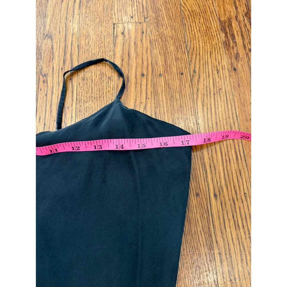 WinterSilks 100% Silk Slip Dress Black Midi V-Neck Spaghetti Strap Small